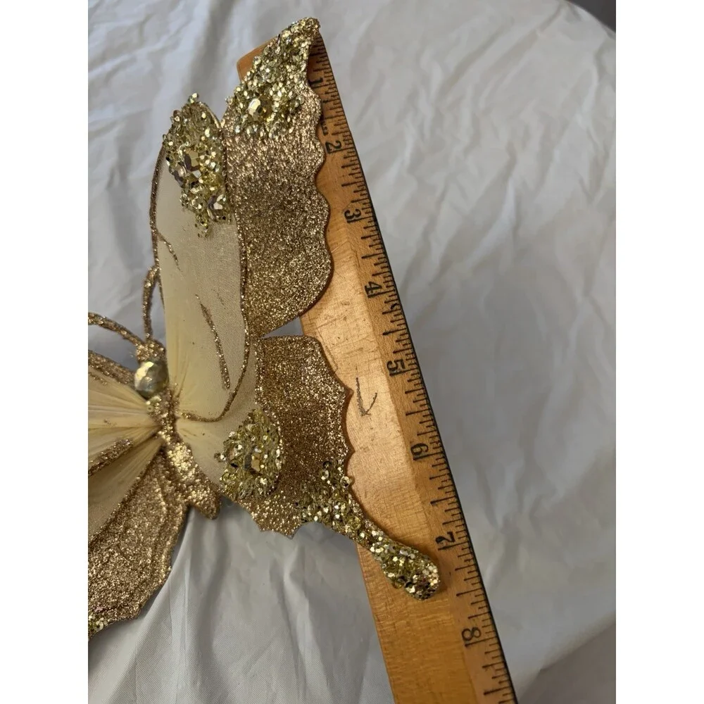 Holiday Gold‎ Butterfly Clip On Sparkly Bling 10”x7”